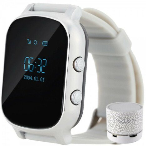 Ceas Smartwatch cu GPS Copii si Adulti iUni Kid58, Telefon incorporat, LBS, Wi-Fi, Silver + Boxa Cad